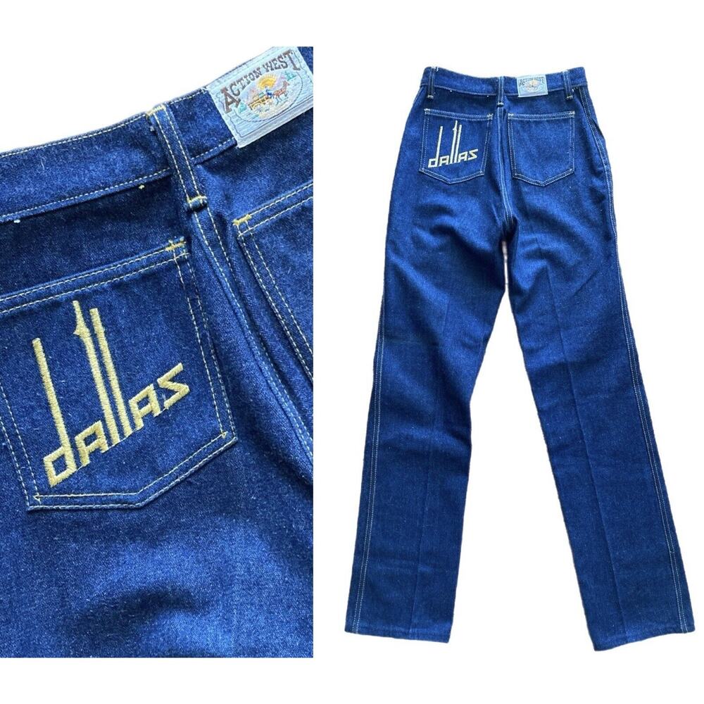Vintage 70s 80s Action West High Rise Bootcut Cowgirl Rodeo Embroidered Jeans 25